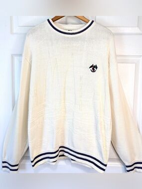 90s Isle Of Cotton Yacht Rock Nautical Sailing Preppy Pullover Sweater~ LG